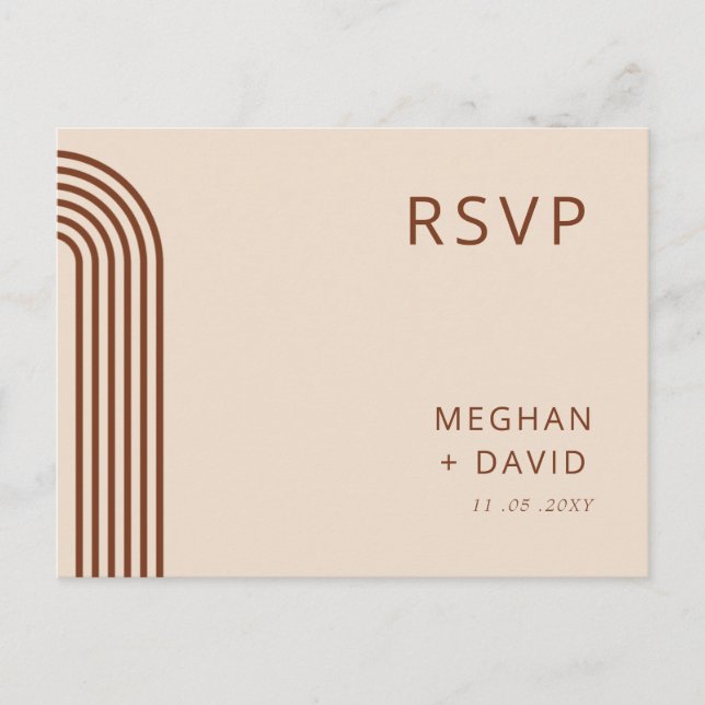 Terracotta Rustic Boho Moderne Hochzeit Einladungspostkarte (Vorderseite)