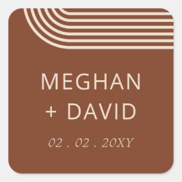 Terracotta Rustic Boho Moderne Hochzeit Quadratischer Aufkleber
