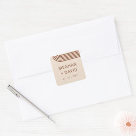 Terracotta Rustic Boho Moderne Hochzeit Quadratischer Aufkleber