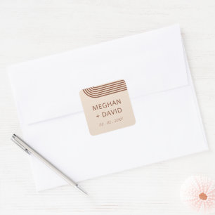 Terracotta Rustic Boho Moderne Hochzeit Quadratischer Aufkleber