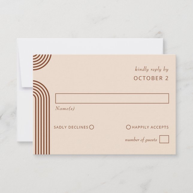 Terracotta Rustic Boho Moderne Hochzeit RSVP Karte (Vorderseite)