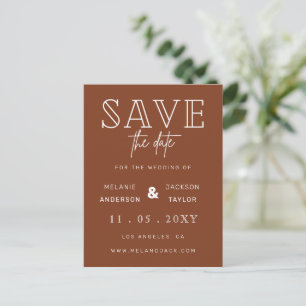 Terracotta Rustic Burnt Orange Boho Save the Date Ankündigungspostkarte