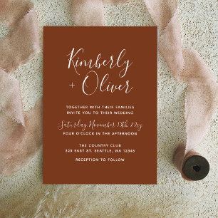 Terracotta Rustic Burnt Orange Moderne Hochzeit Einladung