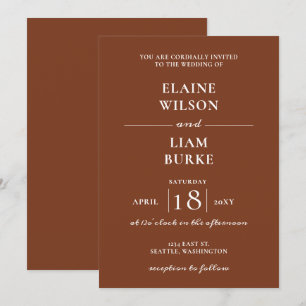 Terracotta Rustic Burnt Orange Moderne Hochzeit Einladung