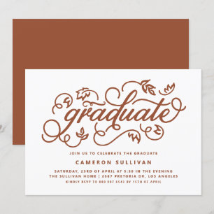 Terracotta Rustic Calligraphy Graduation Party Einladung