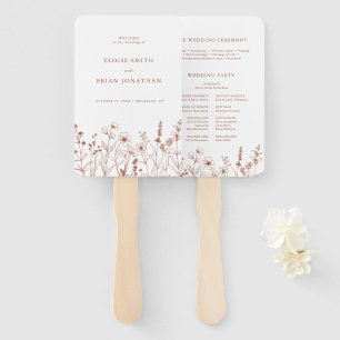 Terracotta Rustic Fall Wildblume Hochzeitsprogramm Fächer