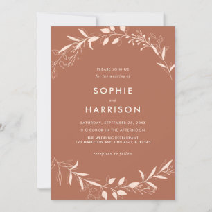 Terracotta Rustic Floral Moderne Hochzeit Einladung