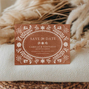 Terracotta Rustic Papado Picado Save the Date