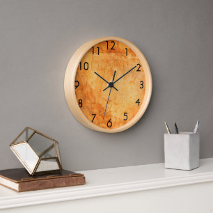 Terracotta rustikale Wand verbrannt orange Uhr
