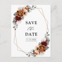 Terracotta Sage Burgund Bloral Geometric Wedding