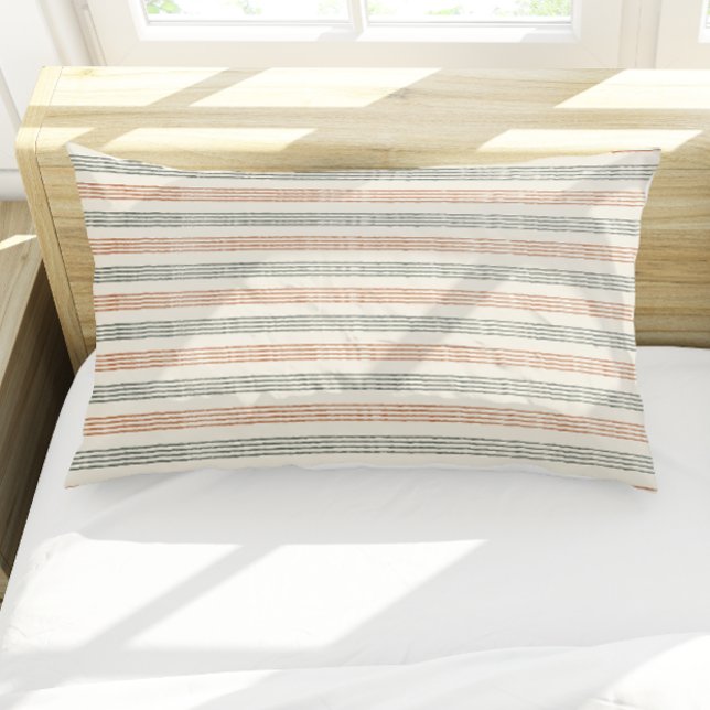 Terracotta Sage Modern Minimalistischer Streifen B Kissenbezug (Terracotta Sage Modern Minimalist Stripe Boho Pillow Case)