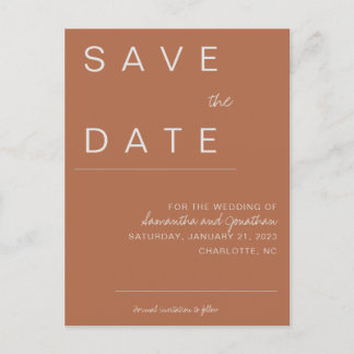 Terracotta Save the Date Ankündigungspostkarte