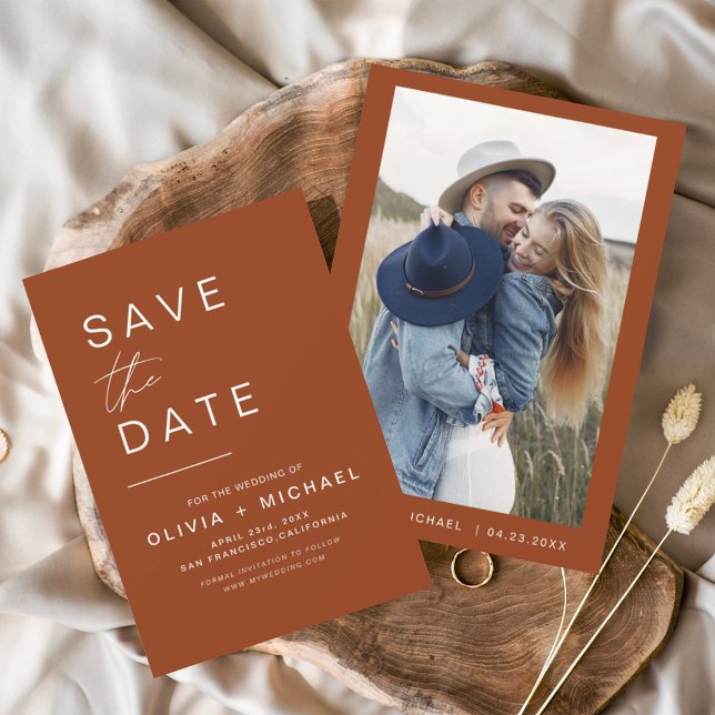 Terracotta Save the Date Boho Foto Minimalistisch (Von Creator hochgeladen)