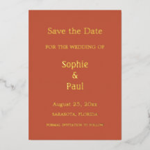 Terracotta Save the Date Foil Einladung