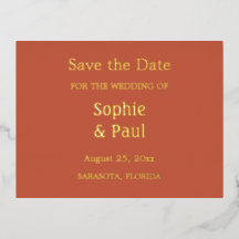 Terracotta Save the Date Foil Einladung Postkarte