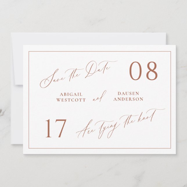 Terracotta Save the Date Hochzeitsankündigung (Vorderseite)