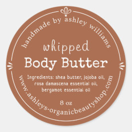 TerraCotta Schrift Handgefertigtes Körperbutter Et Runder Aufkleber