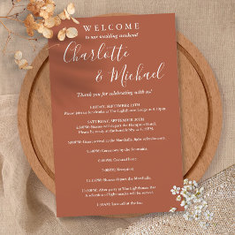 Terracotta Script Guest Wedding Weekend Program