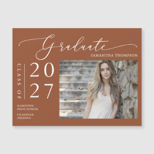 Terracotta Script School Graduate Foto Magnet