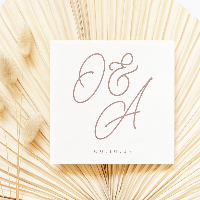 Terracotta | Script Watermark Monogram Wedding Serviette (Von Creator hochgeladen)