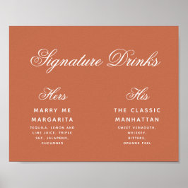 Terracotta Signature Drinks Script Wedding Signatu Poster
