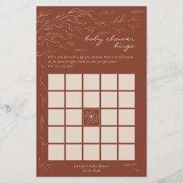 Terracotta Simple Baby Show Bingo Game