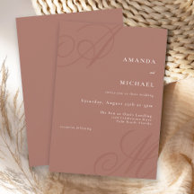 Terracotta Simple Elegante Monogram Wedding
