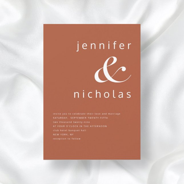 Terracotta Simple Modern Typografy Wedding Einladung (Front / Terracotta Simple Modern Typography Wedding Invitation)