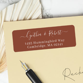 Terracotta Simple Script Wedding Rücksendeadresse