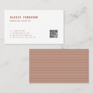 Terracotta Simple Typografy QR Code Minimalistisch Visitenkarte