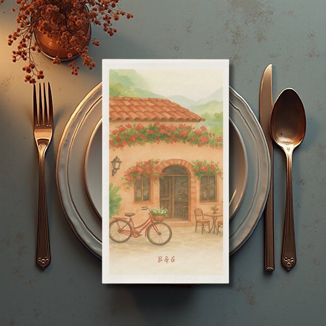Terracotta Spanish Hacienda Hochzeit in Urlaubsort Serviette (Von Creator hochgeladen)