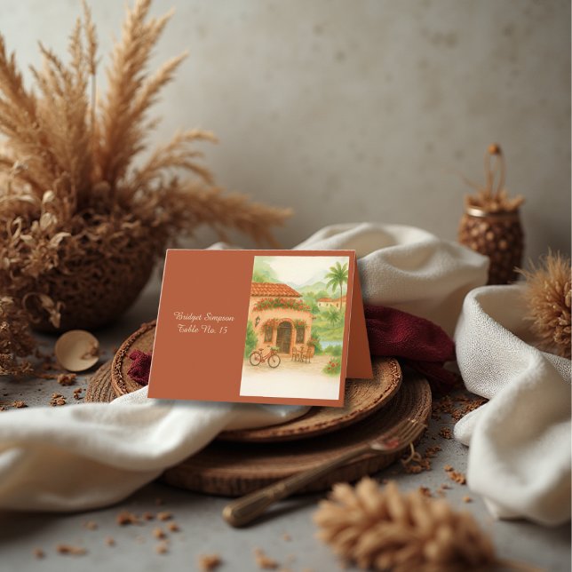 Terracotta Spanish Hacienda Zielort Card Dankeskarte (Von Creator hochgeladen)