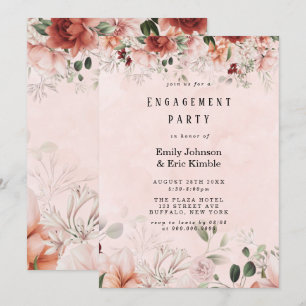 Terracotta Spring Fall Floral Engagement Party Einladung
