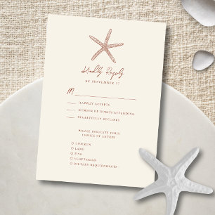 Terracotta Starfish Beach Hochzeit in Urlaubsort RSVP Karte