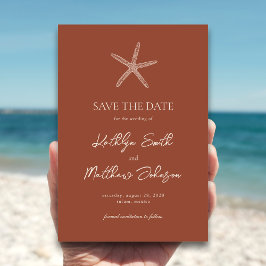 Terracotta Starfish Beach Hochzeit in Urlaubsort Save The Date