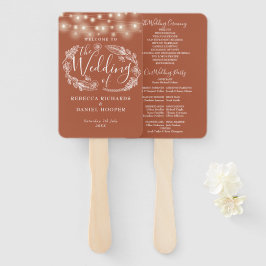 Terracotta String Lights Hochzeitsprogramm Fächer