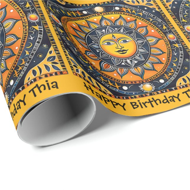Terracotta Sun Personalize Geschenkpapier (Rolleneckpunkt)
