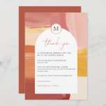 Terracotta Sunrise | Hochzeitstisch Vielen Dank Dankeskarte<br><div class="desc">Elegante und einfache Hochzeitsstandortkarte mit Dankeschön in einem schönen Schriftzeichen. Diese schönen Tischkarten für Ihre Gäste können an die Stelle der Menükarten am Tisch treten. Fügen Sie Ihrem Tischfußboden eine Farbe hinzu und geben Sie Ihren Gästen einen einzigartigen Sake! Diese professionell gestalteten Karten sind schnell anpassbar. Fügen Sie diesem Design...</div>