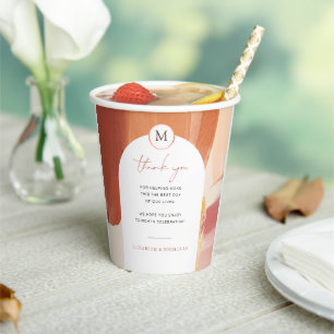 Terracotta Sunrise Monografische Hochzeit Pappbecher
