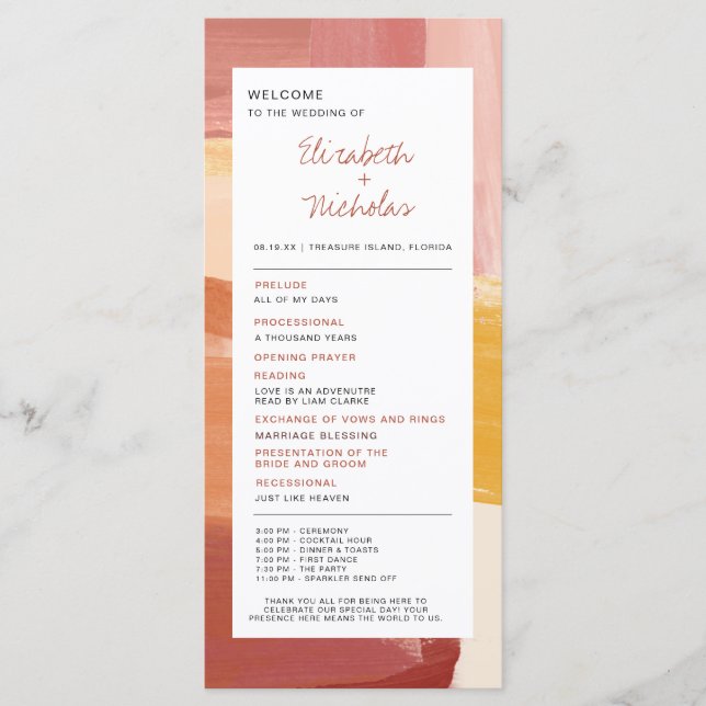 Terracotta Sunrise | Programme de mariage (Devant)