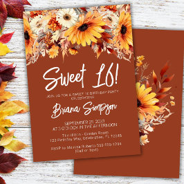 Terracotta Sweet 16 Birthday Fall Floral Einladung