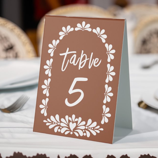 Terracotta talavera Tischnummern Tischaufsteller (Mexican fiesta terracotta talavera table numbers sign personalized table numbers  tent sign)