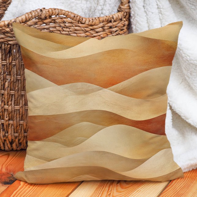 Terracotta Taupe Wüste Sandy Waves Kissen (Terracotta Taupe Desert Sandy Waves Throw Pillow)
