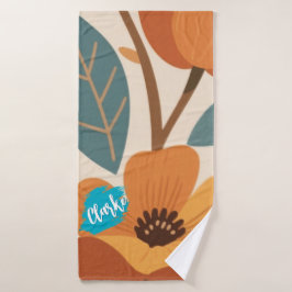 Terracotta & Teal Autumn pattern Badehandtuch