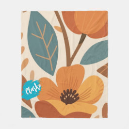 Terracotta & Teal Autumn pattern Fleecedecke