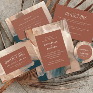 Terracotta teal painterly modern stylish wedding