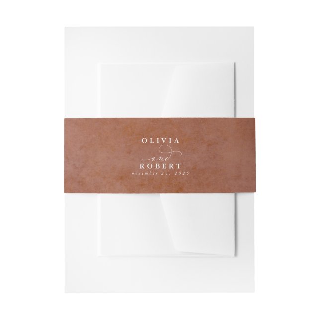 Terracotta Texture Modern Wedding Einladungsbanderole (Vorderseite Beispiel)
