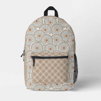 Terracotta Tile Kariert Boho Bedruckter Rucksack