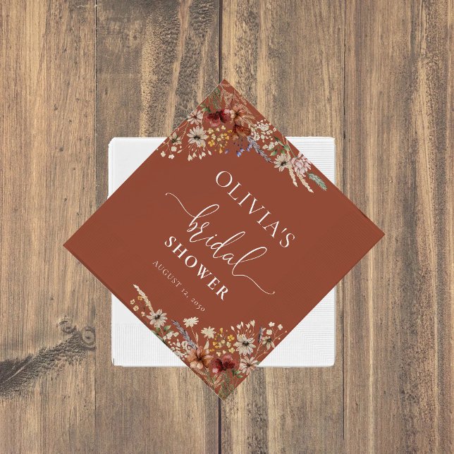 Terracotta Tiny Wildblume Brautparty Serviette (Von Creator hochgeladen)