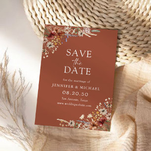 Terracotta Tiny Wildblume Save the Date Karte